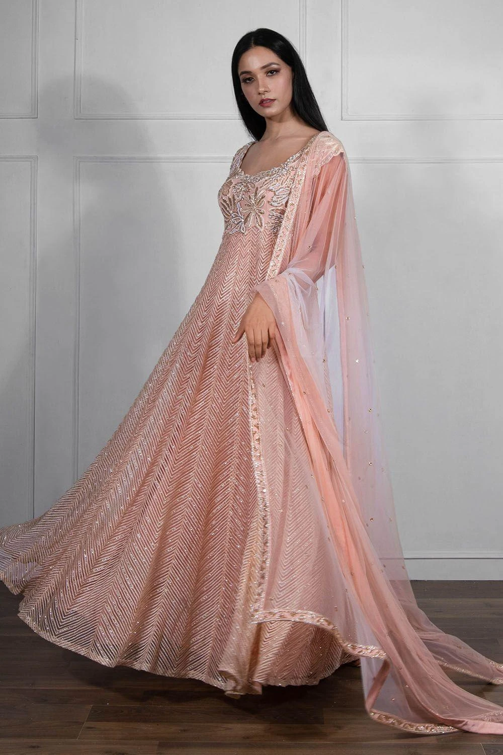 Ritika Mirchandani Pink & Gold Embroidered Anarkali Set 2 Ritika Mirchandani Pink & Gold Embroidered Anarkali Set - Image 2
