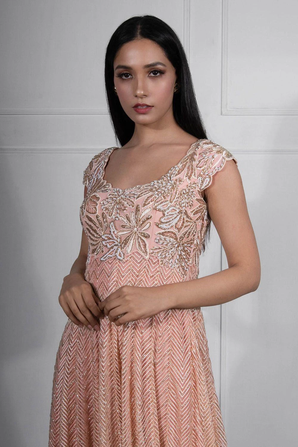 Ritika Mirchandani Pink & Gold Embroidered Anarkali Set 3 Ritika Mirchandani Pink & Gold Embroidered Anarkali Set - Image 3