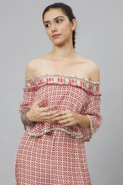 SVA Ivory Geometric Printed Cape Style Jumpsuit -Echo Clothing Store 010823sa08 4