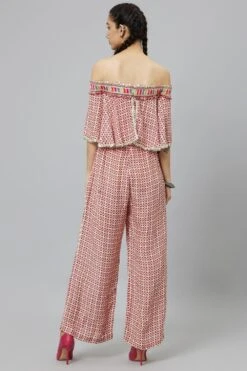 SVA Ivory Geometric Printed Cape Style Jumpsuit -Echo Clothing Store 010823sa08 5