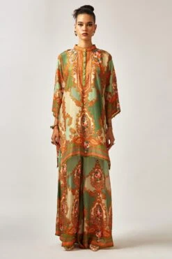 Rajdeep Ranawat Ghazal Pastel Green Floral Printed Tunic