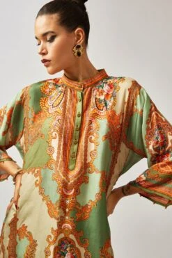 Rajdeep Ranawat Ghazal Pastel Green Floral Printed Tunic 8 Rajdeep Ranawat Ghazal Pastel Green Floral Printed Tunic -Echo Clothing Store 011223rr32 4
