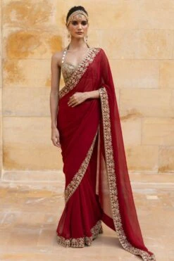 Arpita Mehta Red Classic Sari Set