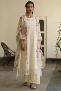 Begum Pret Ivory Hand Embroidered Shikara Kurta Set