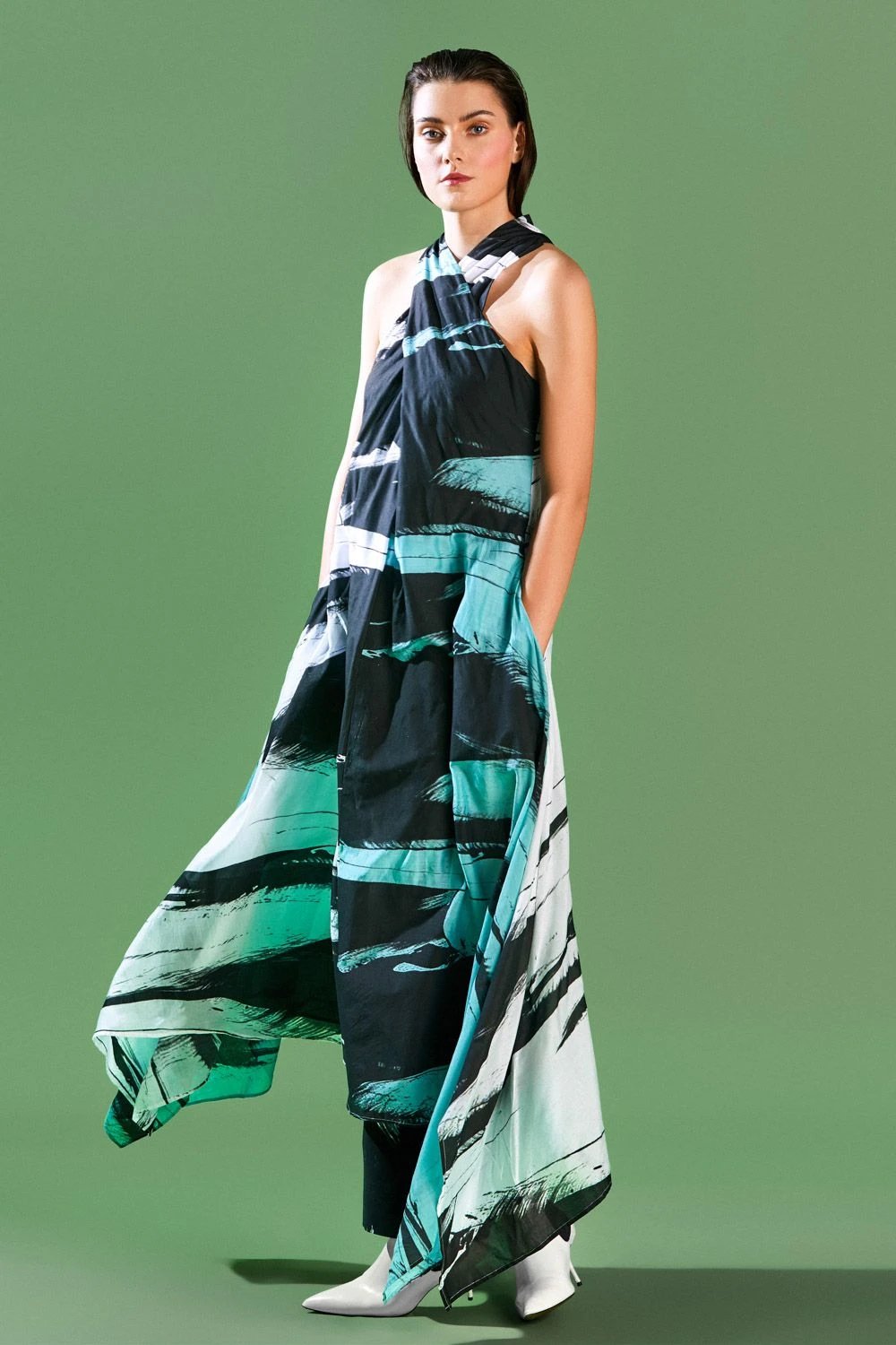 Bennch Brush Stroke Print Scarf Tunic 2 Bennch Brush Stroke Print Scarf Tunic - Image 2