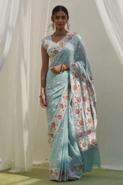 Five Point Five Blue Polka & Floral Sari