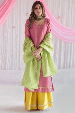 Shorshe Fuchsia Embroidered Sharara Set