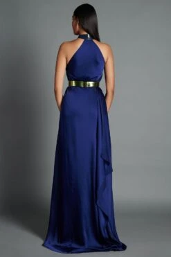 Amit Aggarwal Blue Halter Neck Draped Gown 5 Amit Aggarwal Blue Halter Neck Draped Gown -Echo Clothing Store 074 ibl 3