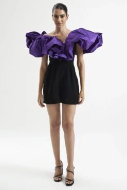 Gauri & Nainika Black Off Shoulder Romper