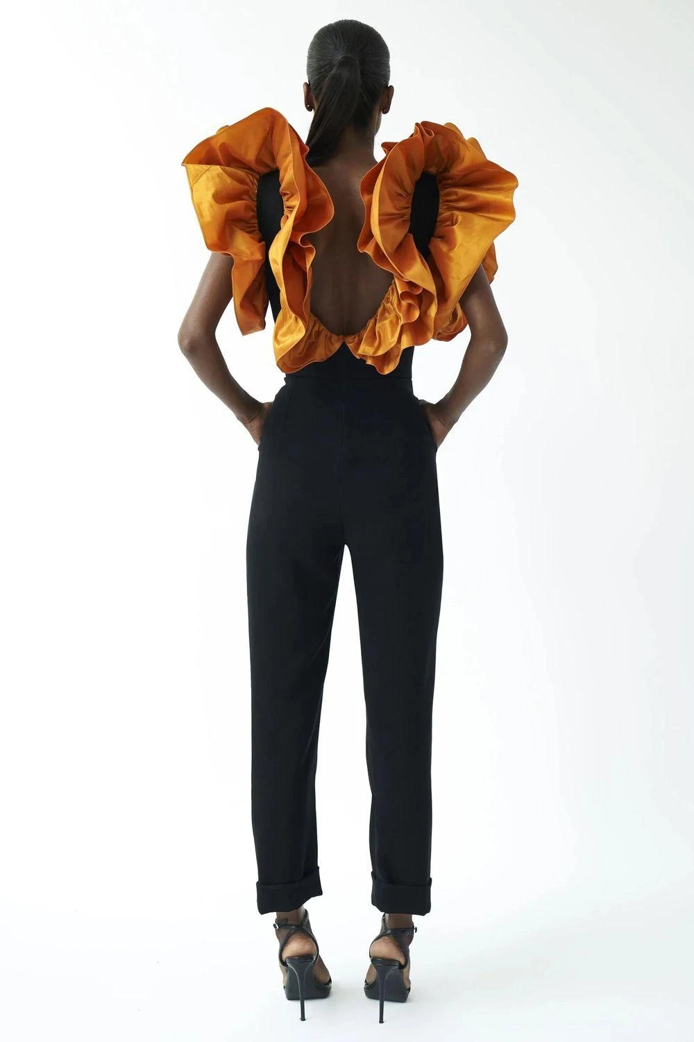 Gauri & Nainika Black Dramatic Ruffled Jumpsuit 4 Gauri & Nainika Black Dramatic Ruffled Jumpsuit - Image 4