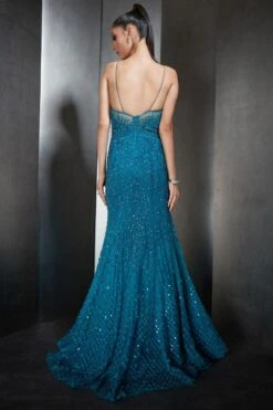 Rohit Gandhi + Rahul Khanna Galaxy Blue Fish Cut Embellished Gown -Echo Clothing Store 0911rg36 4