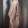 Rohit Gandhi + Rahul Khanna Rose Pink Fringed & Draped Sari