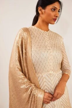 Nakul Sen Ivory Anarkali Set With Sequin Work 10 Nakul Sen Ivory Anarkali Set With Sequin Work -Echo Clothing Store 1003 5 1