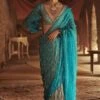 Itrh Striped Sari With Crystal Embellished Blouse