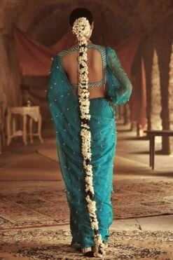 Itrh Striped Sari With Crystal Embellished Blouse -Echo Clothing Store 1017 4