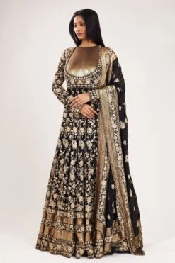 Nakul Sen Black Embroidered Anarkali Set