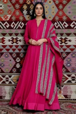 Ridhima Bhasin Fuchsia Embroidered Anarkali & Dupatta