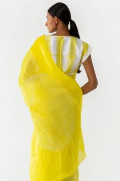 Medium Orbit Organza Sari In Yellow -Echo Clothing Store 105sm20 4