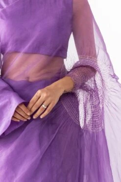 Medium Handsfree Silk Organza Sari In Lavender -Echo Clothing Store 105sm8 4