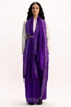 Medium Purple Jamdani & Bandhani Sari