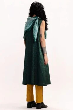 Medium Bottle Green Jamdani & Shibori Scarf -Echo Clothing Store 1110smr42 3