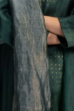 Medium Bottle Green Waterfall Metallic Dupatta -Echo Clothing Store 1110smr46 3