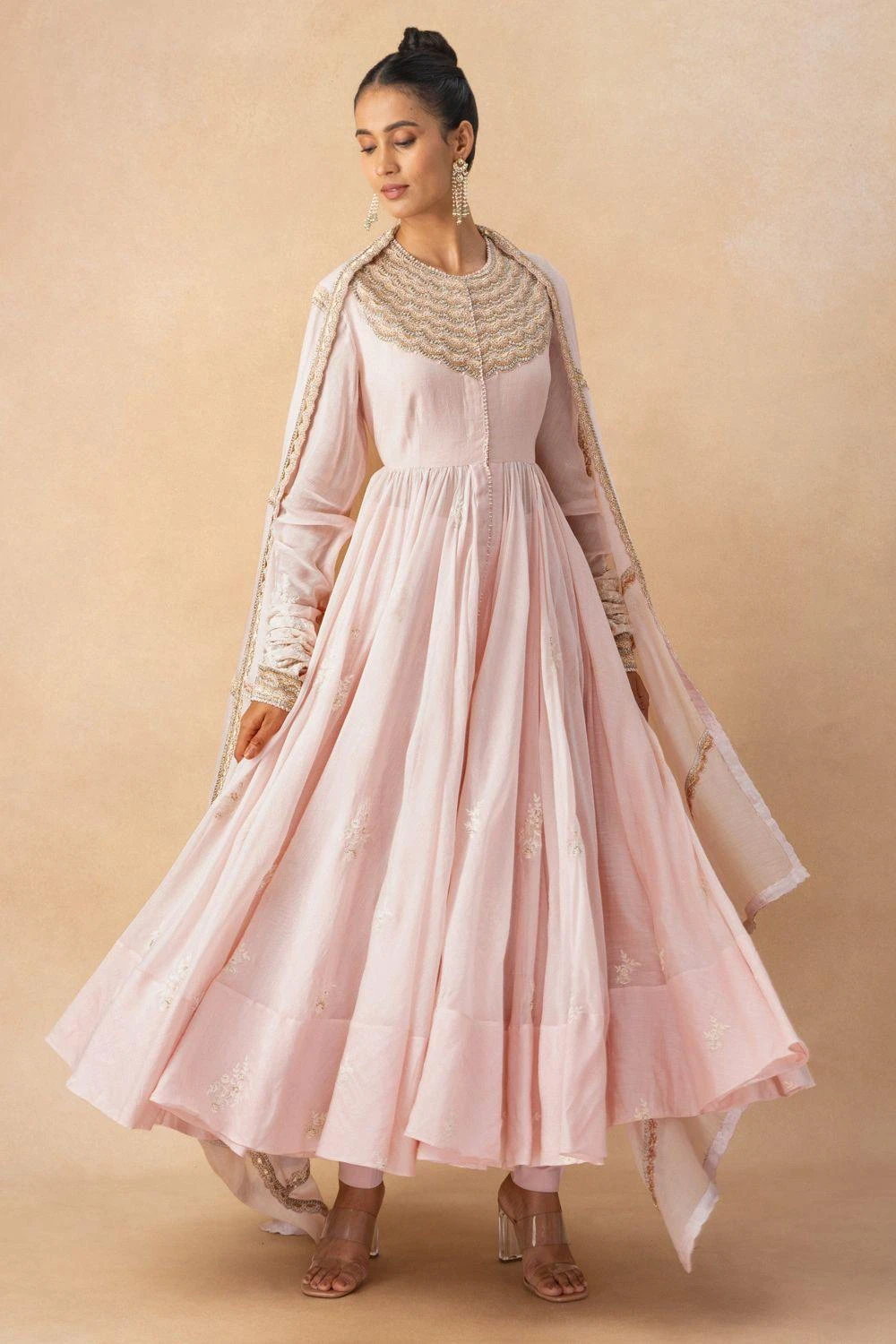Anamika Khanna Baby Pink Embelished Anarkali Set 1 Anamika Khanna Baby Pink Embelished Anarkali Set