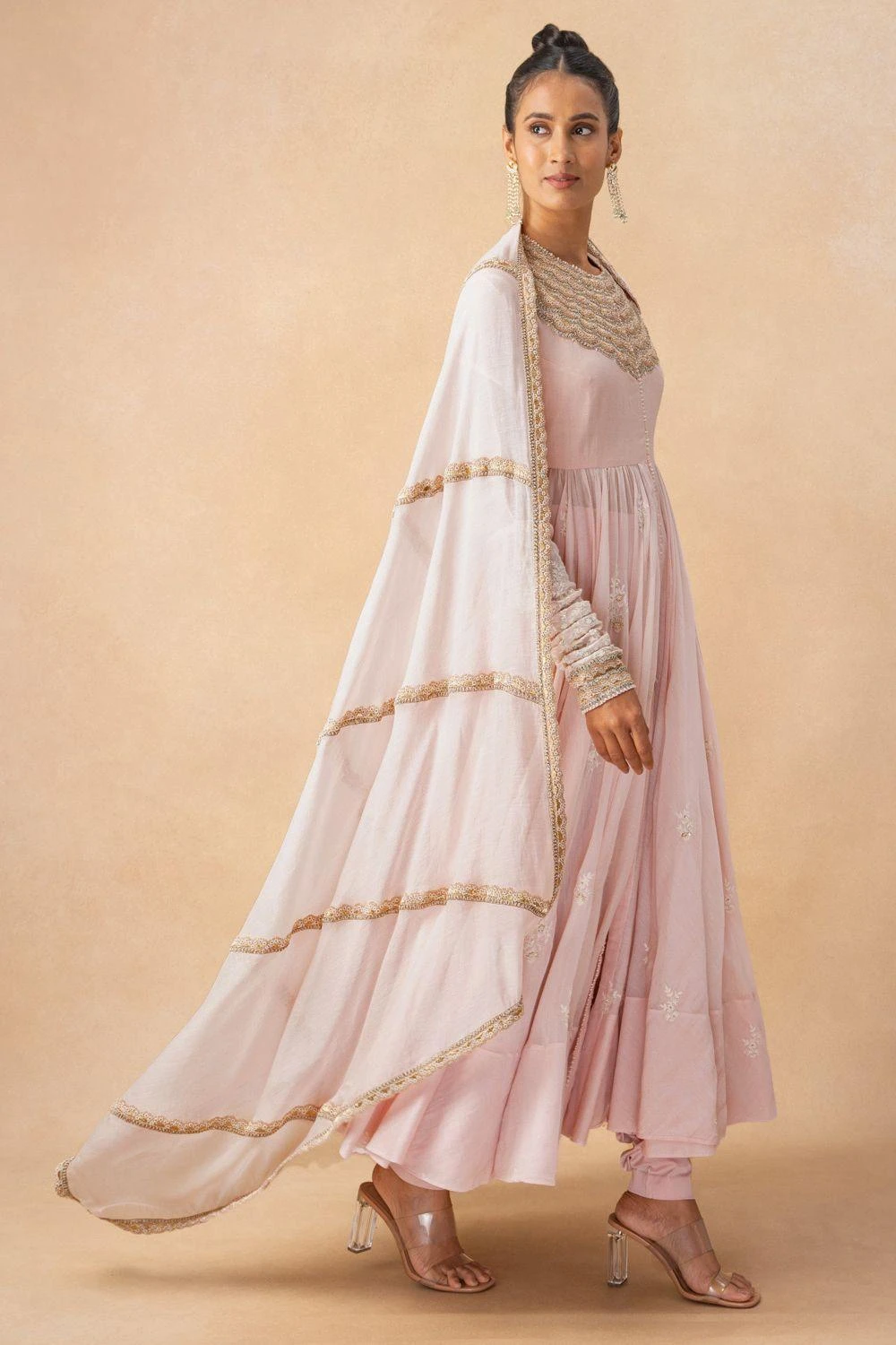 Anamika Khanna Baby Pink Embelished Anarkali Set 2 Anamika Khanna Baby Pink Embelished Anarkali Set - Image 2