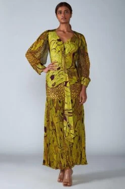 Saaksha & Kinni Yellow Abstract Printed Dress