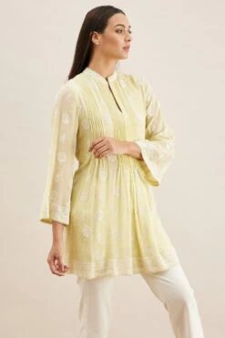 PATINE Yellow Hand Embroidered Chikankari Tunic 7 PATINE Yellow Hand Embroidered Chikankari Tunic -Echo Clothing Store 111pat13 3