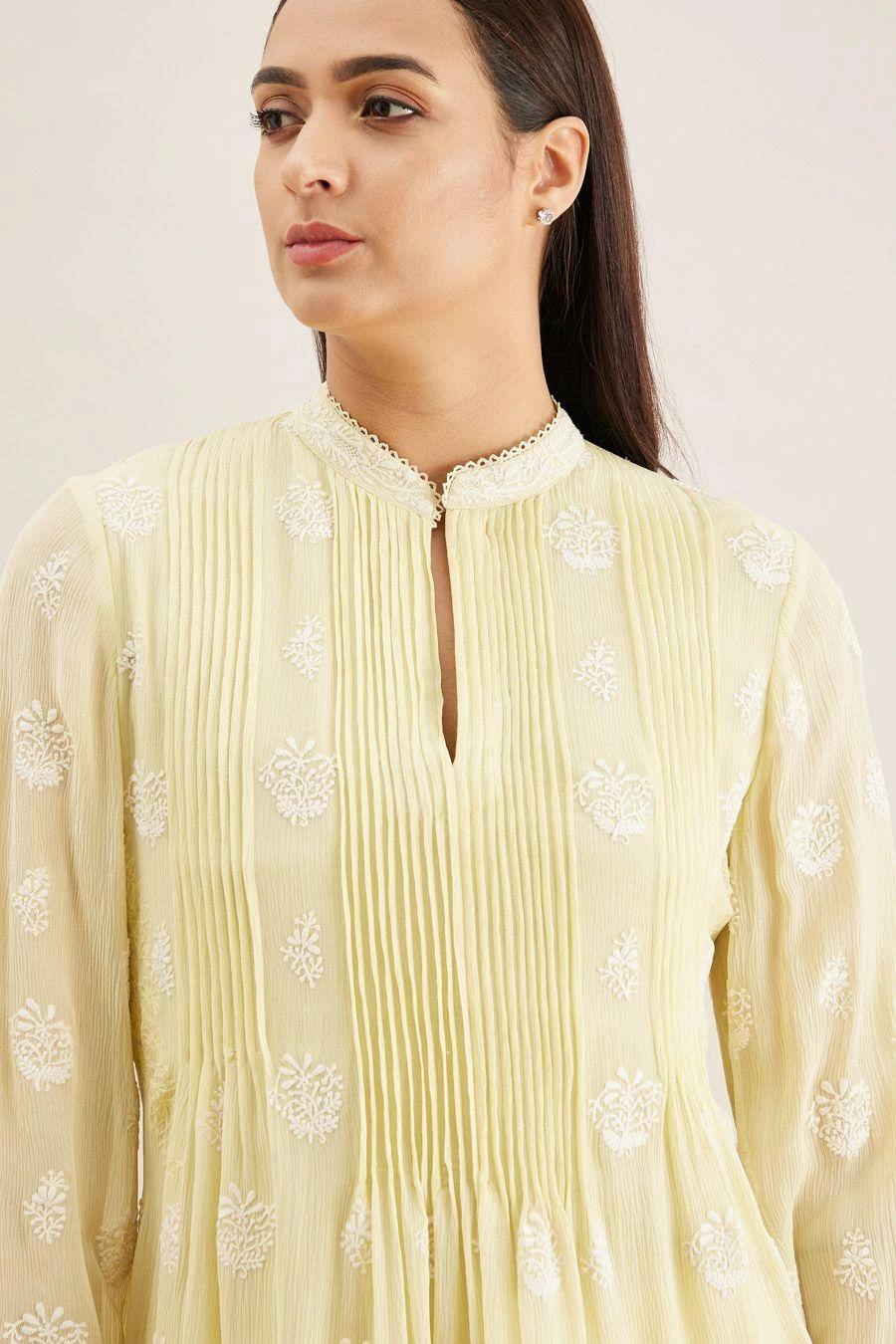 PATINE Yellow Hand Embroidered Chikankari Tunic 4 PATINE Yellow Hand Embroidered Chikankari Tunic - Image 4