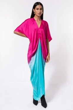 Inca Pink & Turquoise Satin Kaftan