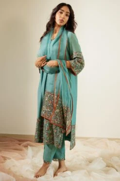 Sarang Kaur Blue Gulaal Stole