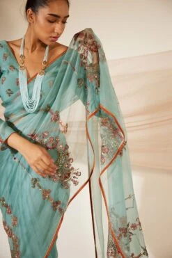 Sarang Kaur Blue Vrinda Sari -Echo Clothing Store 11523sk30 3
