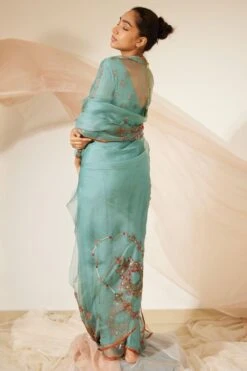 Sarang Kaur Blue Vrinda Sari -Echo Clothing Store 11523sk30 5