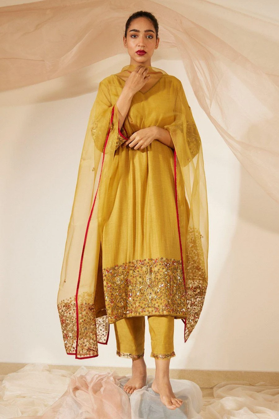 Sarang Kaur Yellow Gulaal Stole 1 Sarang Kaur Yellow Gulaal Stole