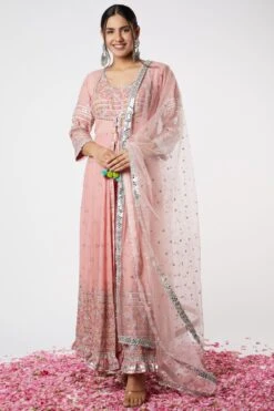 Gopi Vaid Pink Embroidered Anarkali Set
