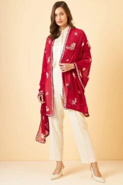 PATINE Red Gara Embroidered Stole