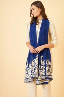 PATINE Blue Gara Embroidered Stole -Echo Clothing Store 116pat11 4