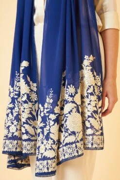 PATINE Blue Gara Embroidered Stole -Echo Clothing Store 116pat11 5