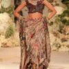 Varun Bahl Black Printed Sari With An Embroidered Blouse