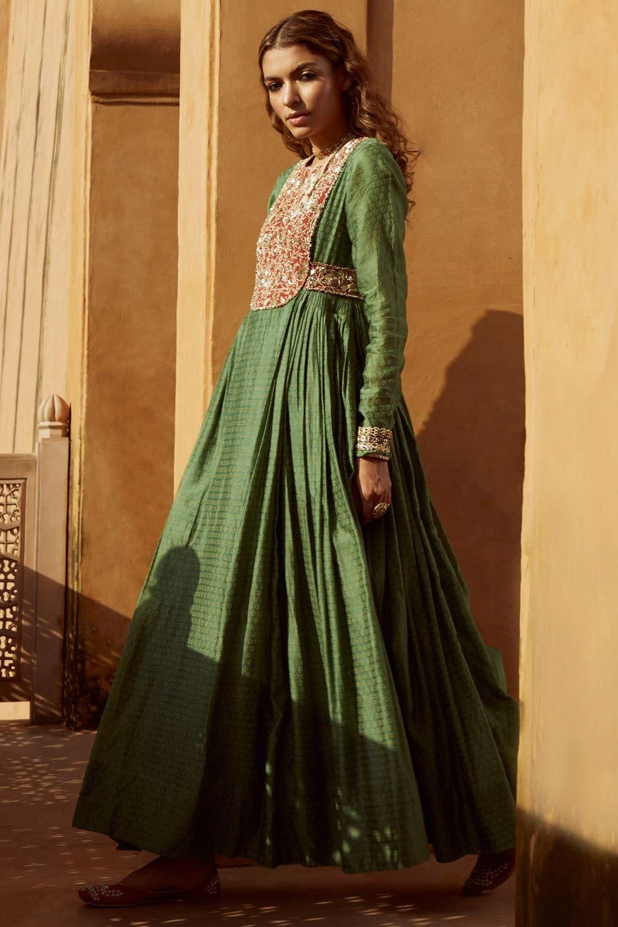 Avacara Green Zardosi Embroidered Anarkali 1 Avacara Green Zardosi Embroidered Anarkali