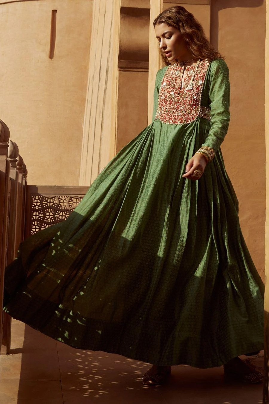 Avacara Green Zardosi Embroidered Anarkali 2 Avacara Green Zardosi Embroidered Anarkali - Image 2