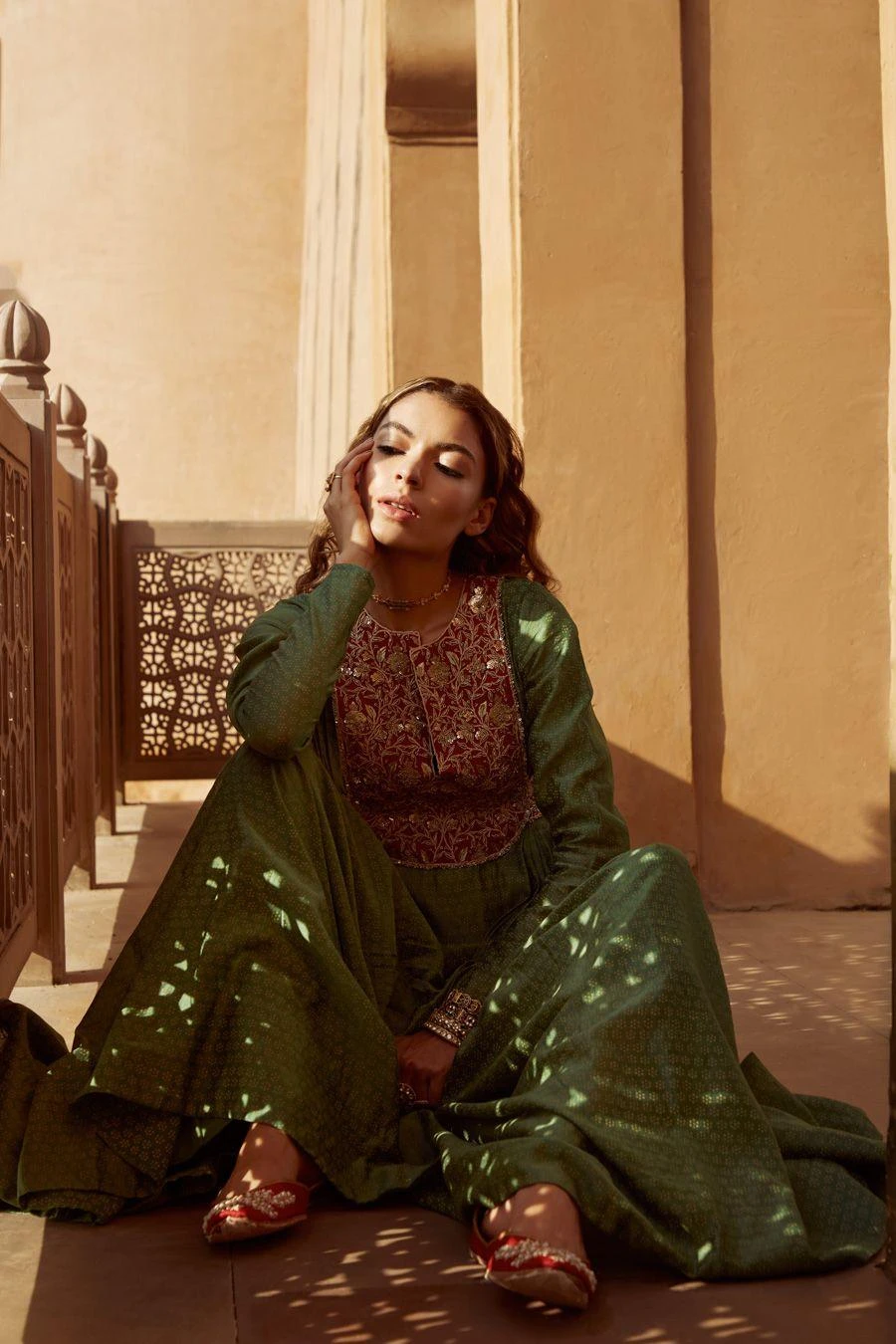 Avacara Green Zardosi Embroidered Anarkali 4 Avacara Green Zardosi Embroidered Anarkali - Image 4