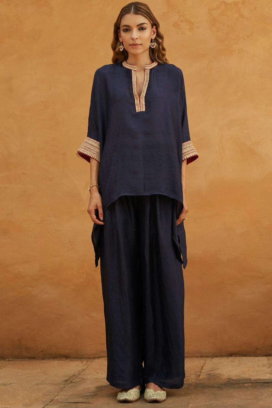 Avacara Blue Embellished Short Kaftan Set 1 Avacara Blue Embellished Short Kaftan Set