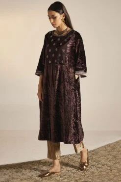 Shorshe Plum Hand Embroidered Kurta Set -Echo Clothing Store 1211sh10 3