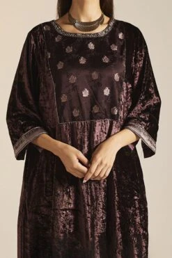 Shorshe Plum Hand Embroidered Kurta Set -Echo Clothing Store 1211sh10 5