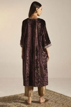 Shorshe Plum Hand Embroidered Kurta Set -Echo Clothing Store 1211sh10 6