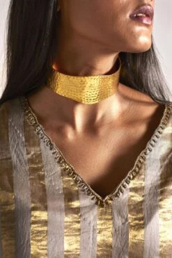 Shorshe Taupe Grey Handloom Tissue Kurta Set -Echo Clothing Store 1211sh19 3