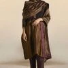 Shorshe Plum Handloom Tissue Striped Dupatta